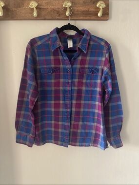 Patagonia Plaid Button-Up Shirt in Blue and Purple